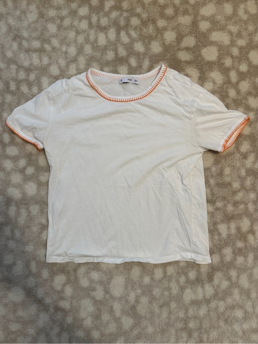 White Tee with orange stitching
